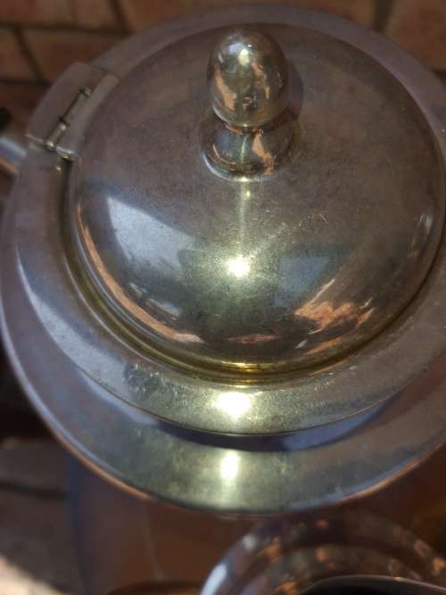 A VINTAGE SILVER PLATED TEA SET ,