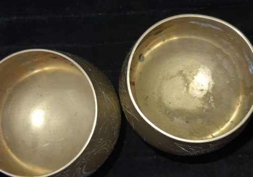 A SET OF VINTAGE BRASS WINE GOBLETS MADE IN INDIA SOLD AS IS