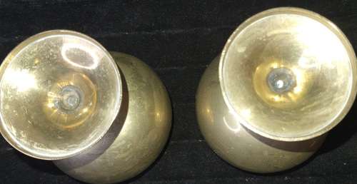 A SET OF VINTAGE BRASS WINE GOBLETS MADE IN INDIA SOLD AS IS