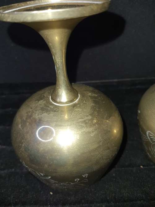 A SET OF VINTAGE BRASS WINE GOBLETS MADE IN INDIA SOLD AS IS