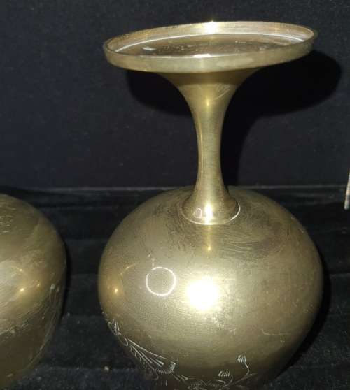 A SET OF VINTAGE BRASS WINE GOBLETS MADE IN INDIA SOLD AS IS