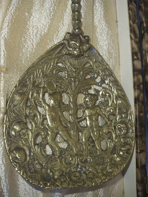 AN ANTIQUE ORNATE SALAD SERVING SET LADEL AND FORK