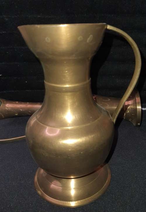 TWO COLLECTORS BRASS ORNAMENTAL JUGS