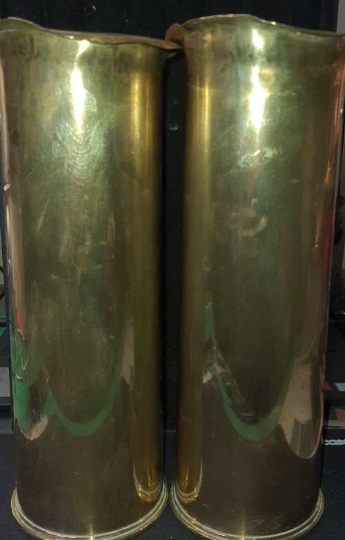FOR THE COLLECTORS TWO FIRED CANNON SHELLS 28 centimeters in height and 10 centimeters diameter