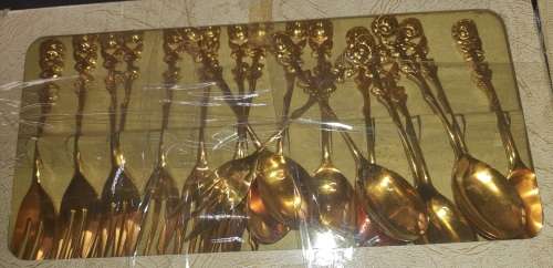 A RARE COMPLETE GARBER DESERT SERVING CUTLERY SET IN GREAT CONDITION SOLD AS IS