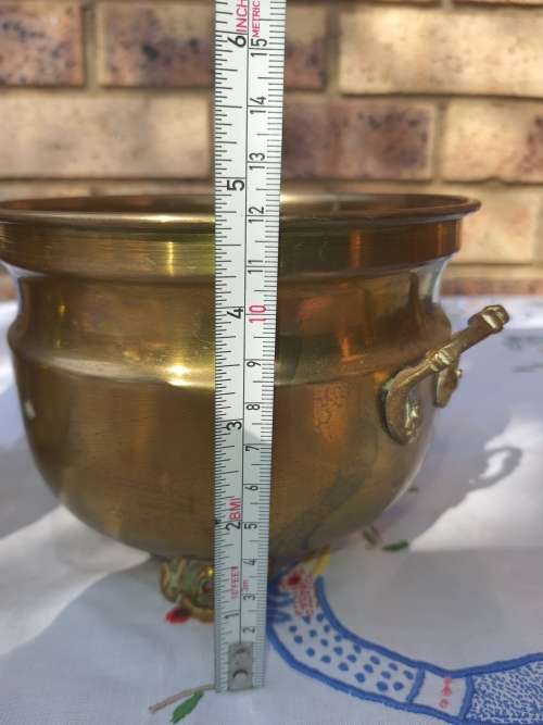 TWO VINTAGE BRASS FLOWERPOTS