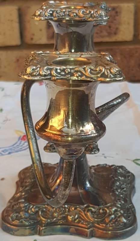 A VINTAGE CANDLABRA THREE CANDLE STAND VICTORIAN STYLE MADE IN CANADA SOLD AS IS