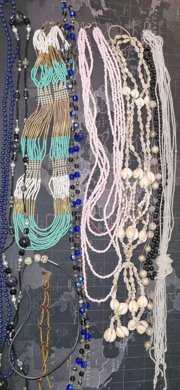 A VINTAGE JOBLOT FASHION AND ETHNIC BEADED COSTUME NECKLACES SOLD AS IS