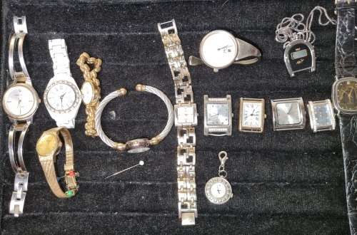 A COLLECTION OF WOMANS WATCHES SOLD AS IS NOT TESTED