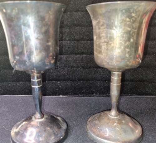 TWO VINTAGE WINE INGOTS SILVER PLATED SOLD AS IS