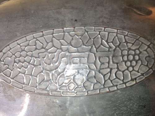 AN ORNATE JEWISH SERVING TRAY SIVERF PLATED ON COPPER SOLD AS IS