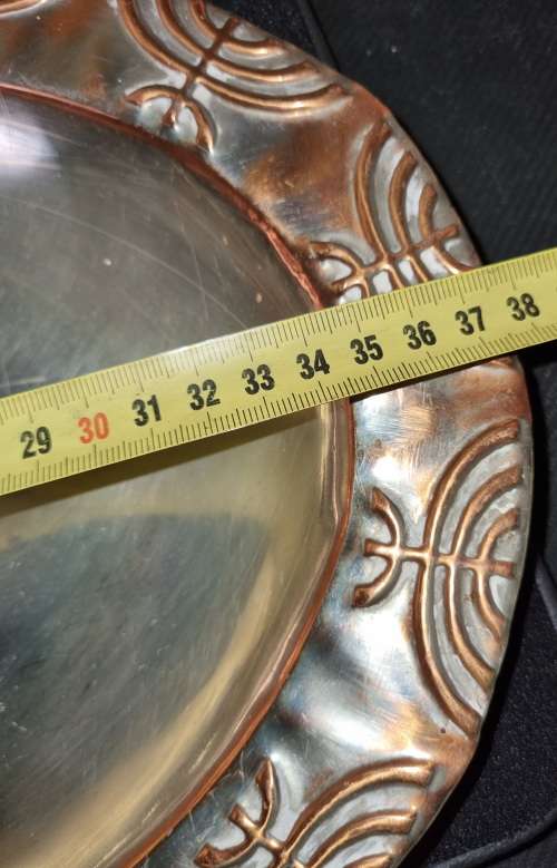 AN ORNATE JEWISH SERVING TRAY SIVERF PLATED ON COPPER SOLD AS IS