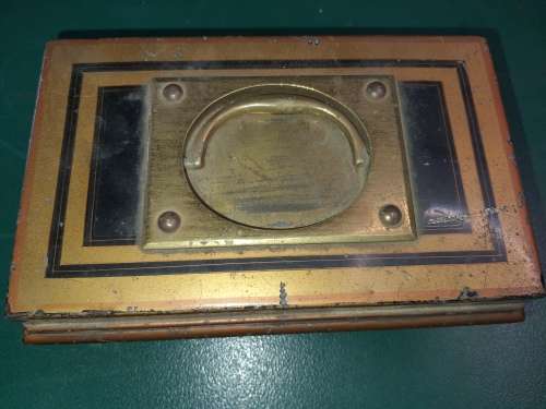 AN ANTIQUE STEEL AND BRONZE JEWELRY BOX NO KEYS  HAND MADE SOLD AS IS