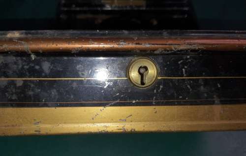 AN ANTIQUE STEEL AND BRONZE JEWELRY BOX NO KEYS  HAND MADE SOLD AS IS