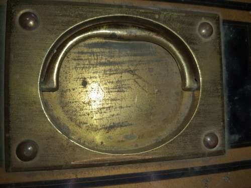 AN ANTIQUE STEEL AND BRONZE JEWELRY BOX NO KEYS  HAND MADE SOLD AS IS