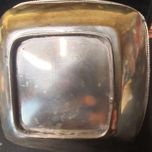 A SQUARE SILVER-PLATED SERVING BASKET TRAY SOLD AS IS