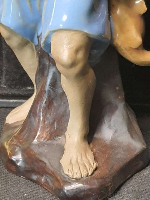 A VINTAGE CERAMIC - PORCELAN CHINESE CARP FISHER MAN IN GOOD CONDITION
