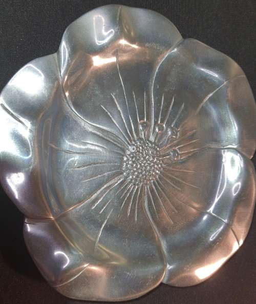 AN ORNATE ALLUMINIUM ALLOY CAROL BOYES STYLE MEXICAN MADE SERVING TRAY