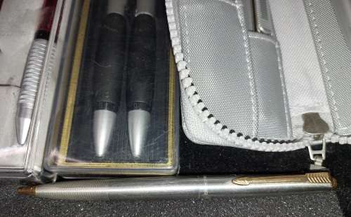 A VINTAGE JOBLOT ROLLER BALL AND PENCIL SETS SOLD AS IS