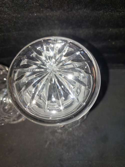 A VINTAGE ENGLISH CRYSTAL DECANTER AND A GLASS