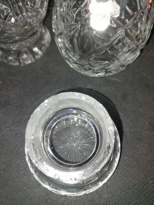 A VINTAGE ENGLISH CRYSTAL DECANTER AND A GLASS