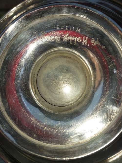 AN ORNATE MAPPIN & WEBB PRINCESS PLATED FRUIT BOWL WITH HEBREW INGRAVINGS SOLD AS IS