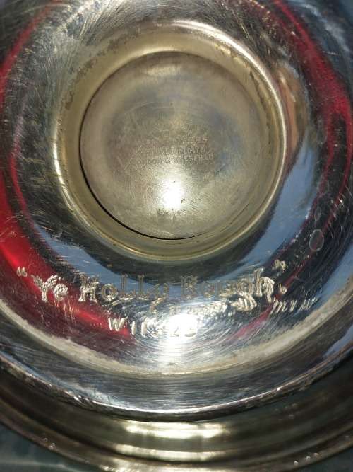 AN ORNATE MAPPIN & WEBB PRINCESS PLATED FRUIT BOWL WITH HEBREW INGRAVINGS SOLD AS IS