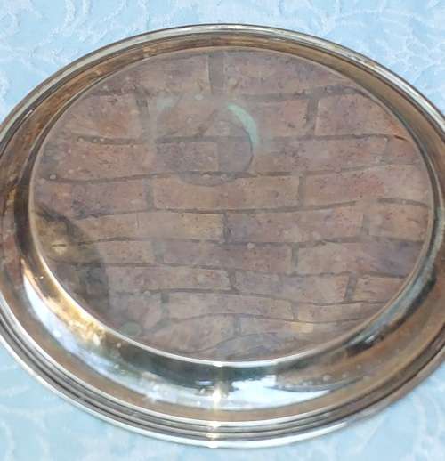 TWO VINTAGE MEDIUM SIZE S/S SERVING TRAYS SOLD AS IS
