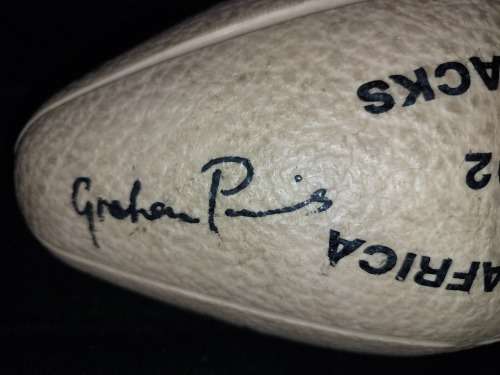 A COLLECTOR`S RUGBY BALL SOLD AS IS