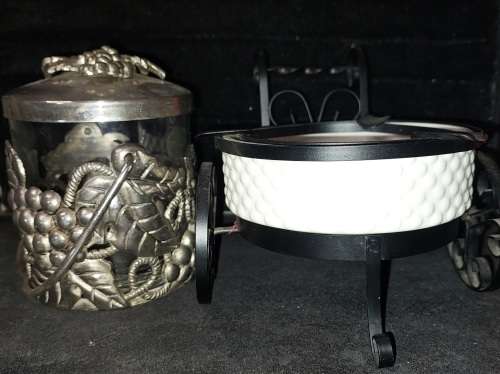 ED TWO VINTAGE KITCHENALIA A N ASHTRAY AND A SUGAR CONTAINER