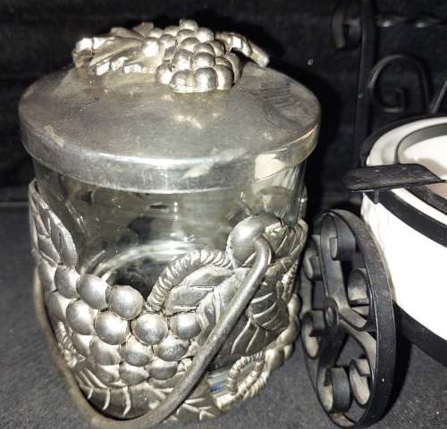 ED TWO VINTAGE KITCHENALIA A N ASHTRAY AND A SUGAR CONTAINER