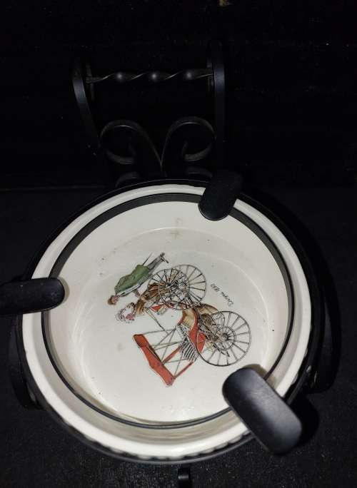 ED TWO VINTAGE KITCHENALIA A N ASHTRAY AND A SUGAR CONTAINER