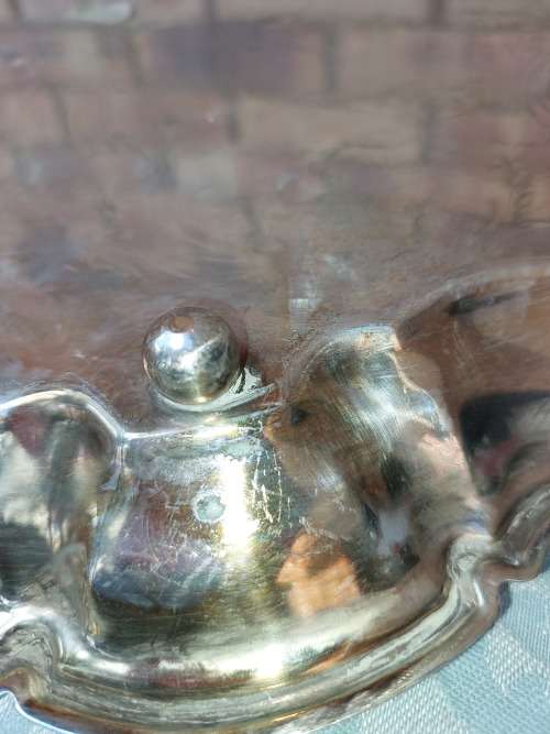 A VINTAGE VICTORIAN-STYLE SOLID SILVER PLATED SERVING TRAY
