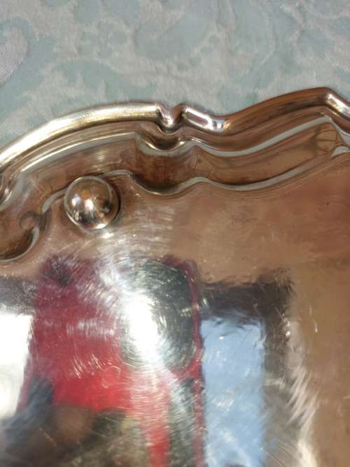 A VINTAGE VICTORIAN-STYLE SOLID SILVER PLATED SERVING TRAY