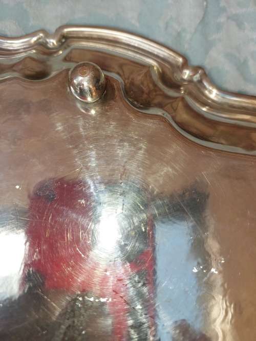 A VINTAGE VICTORIAN-STYLE SOLID SILVER PLATED SERVING TRAY