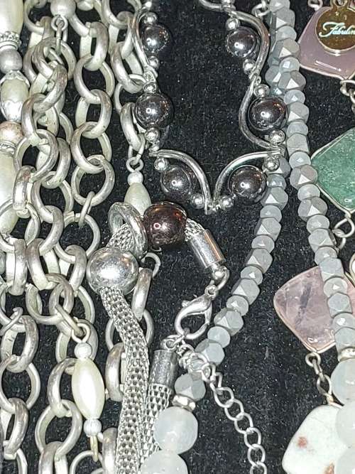 A BULK COLLECTION OF SILVERPLATED AND STAINLESS STEEL, MURANO GLASS, AND OTHER SEMI PRECIOUS GEM ST