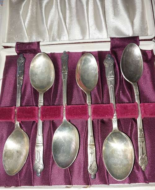 TWO ANTIQUE SILVER PLATED EPNS FINEST FINISH MADE IN SHEFFIELD ENGLAND TEASPOON SETS CASED