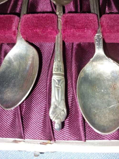 TWO ANTIQUE SILVER PLATED EPNS FINEST FINISH MADE IN SHEFFIELD ENGLAND TEASPOON SETS CASED