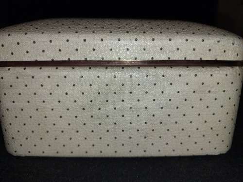 A VINTAGE METAL WITH LEATHER TYPE COVER SOLD AS IS NO KEYS
