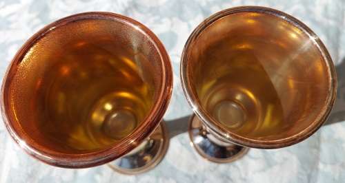TWO JUDAICA WINE FLUTES SOLD AS IS