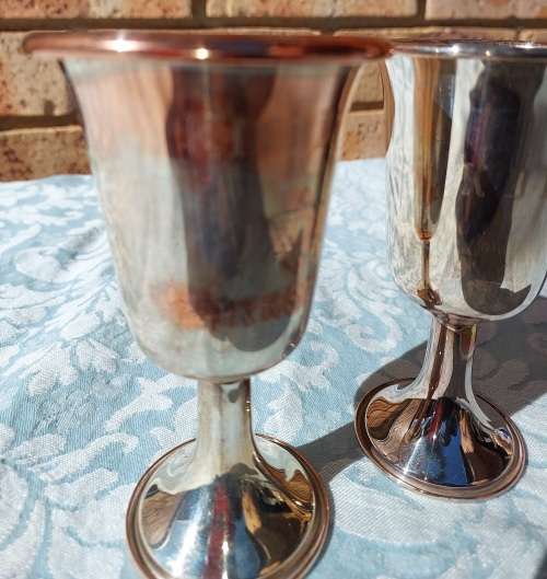 TWO JUDAICA WINE FLUTES SOLD AS IS