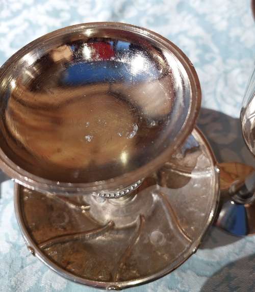 VINTAGE JUDAICA UTENSILS SILVER PLATED SOLD AS IS