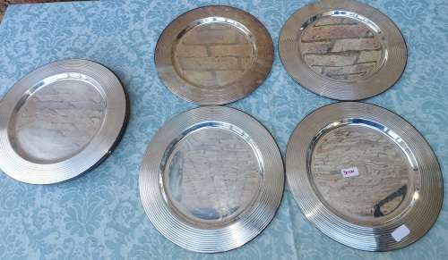 A SET OF 12 VINTAGE  SILVER PLATED EMESS DINNER PLATES HEAVY DUTY