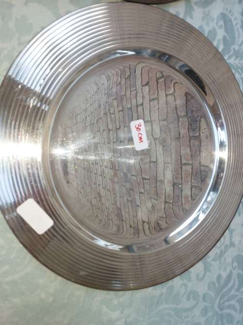 A SET OF 12 VINTAGE  SILVER PLATED EMESS DINNER PLATES HEAVY DUTY