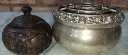 TWO VINTAGE STORAGE CONTAINERS SOOD AS IS