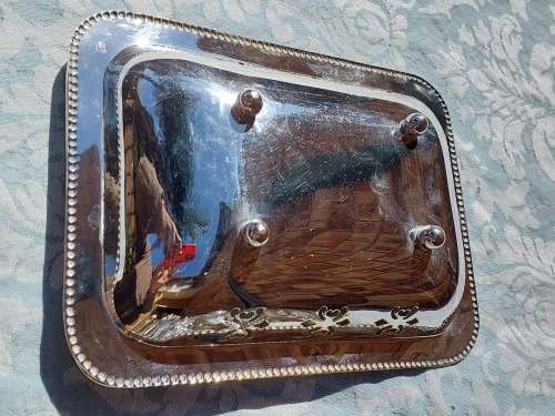 2 ANTIQUE EPNS SHEFFIELD SERVING TRAYS SOLD AS IS