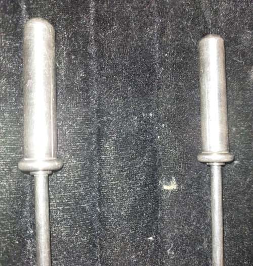 A PAIR STAINLESS STEEL SALAD LADELS SOLD AS IS