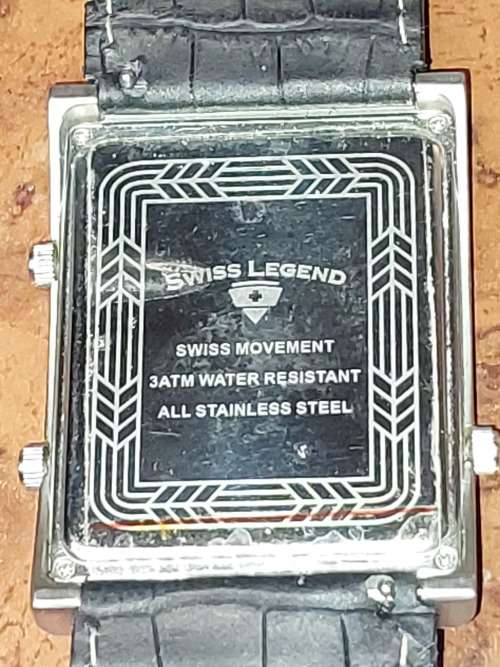 A RARE 3 TIME ZONE SWISS LEGEND UNISEX WRIST WATCH SOLD AS IS NOT TESTED