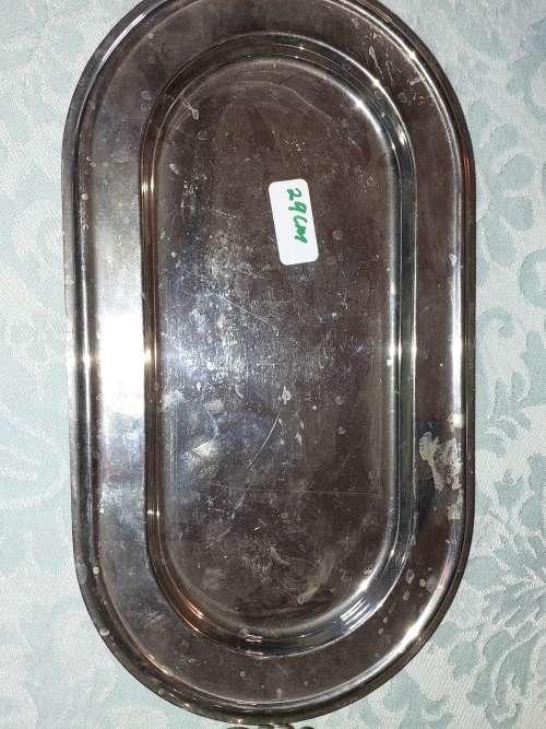 A COLLECTION OF SILVER PLATED AND EPNS  SERVING TRAYS