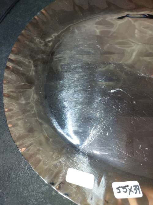 AN ART DECOR OVAL 55 X 39 CENTIMETER HAMMERED  STAINLESS STEEL SERVING TRAY